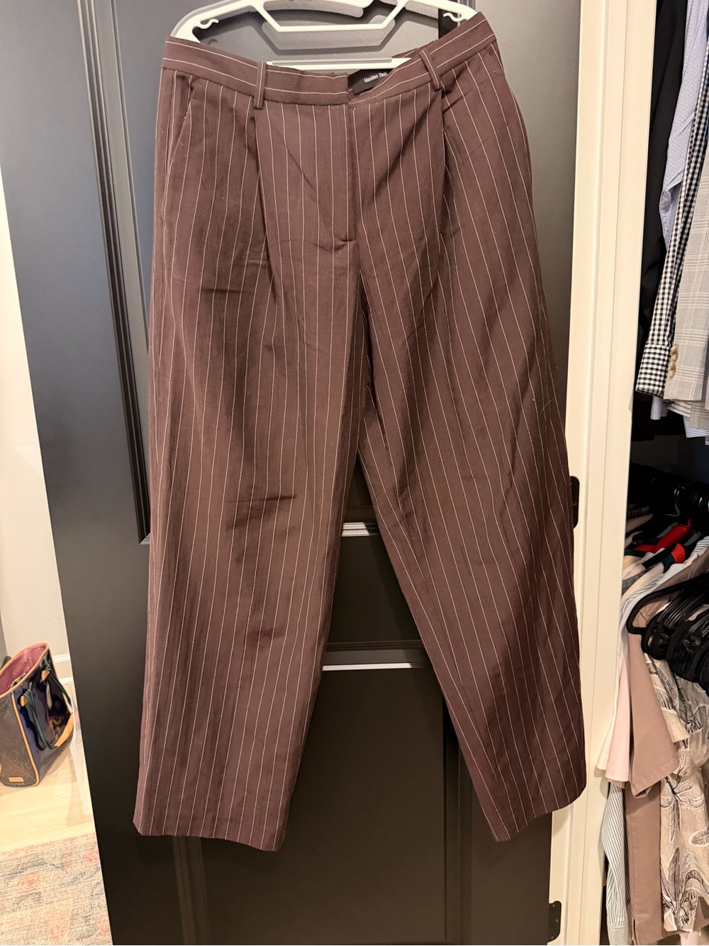 Brown Pinstripe Dress Trousers